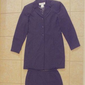 Larry Levine Suits Black Gray Striped Skirt Suit